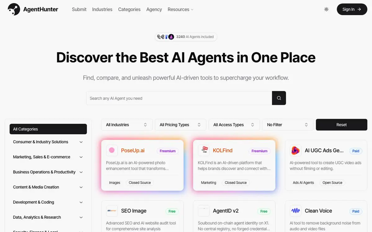 Screenshot of AgentHunter