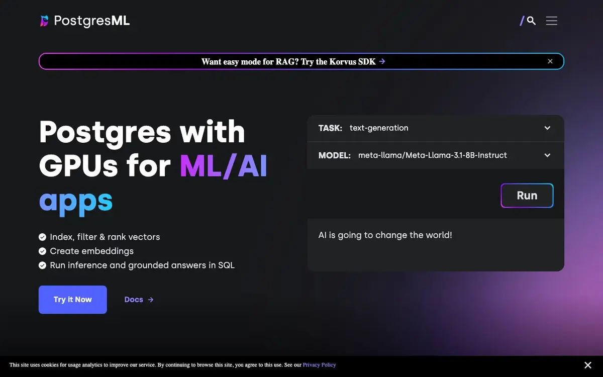 PostgresML screenshot