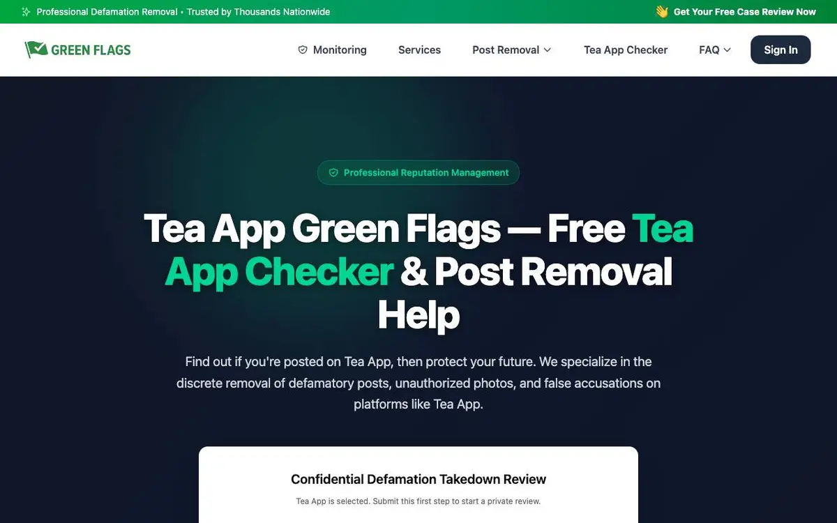 Tea App Green Flags screenshot