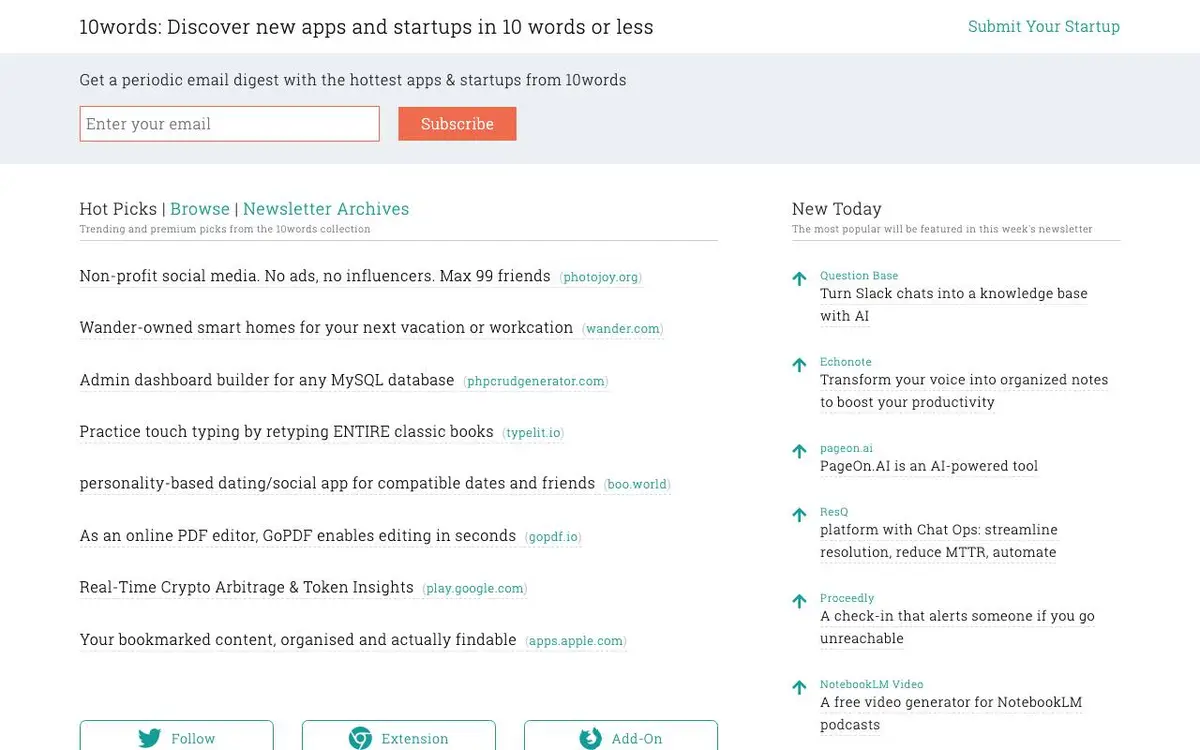 Screenshot of Ten Words