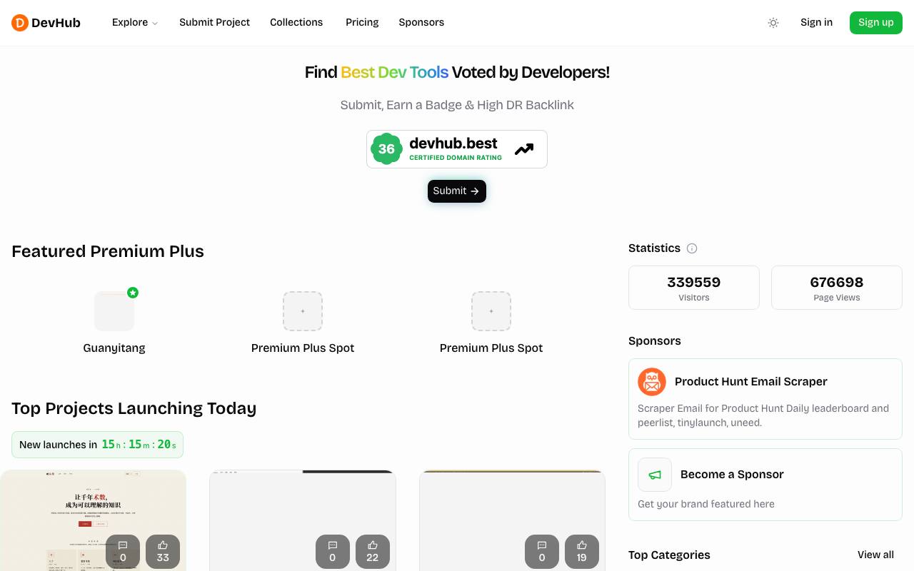 Screenshot of DevHub