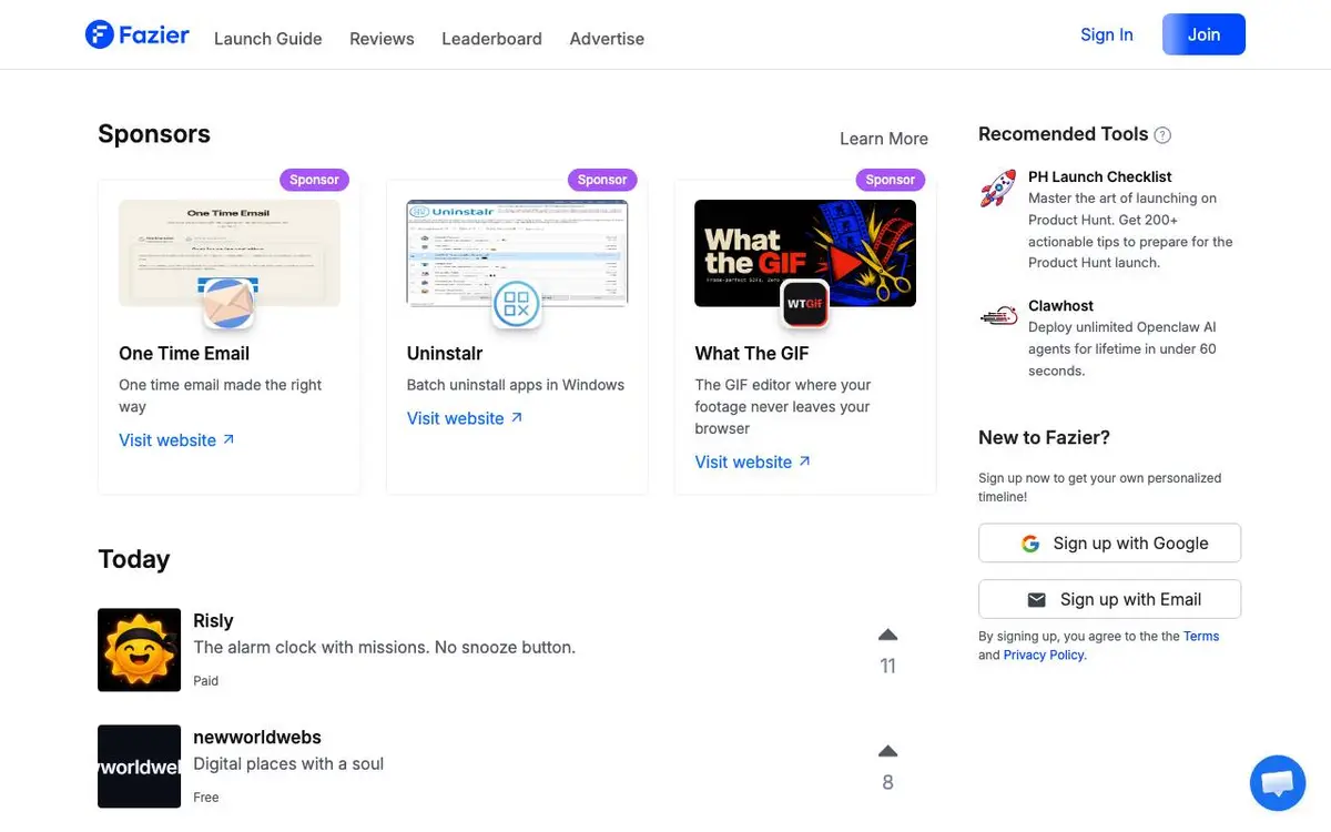 Screenshot of Fazier