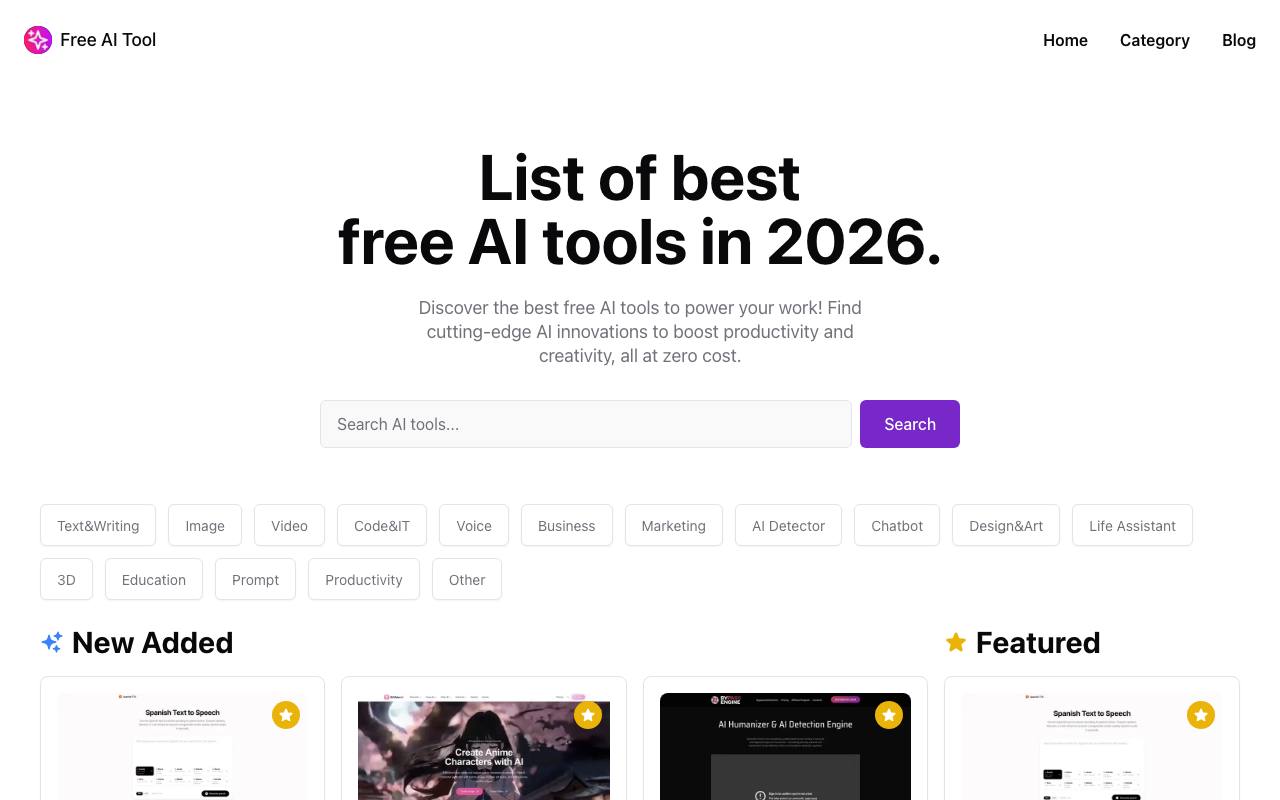 Screenshot of Free AI Tool