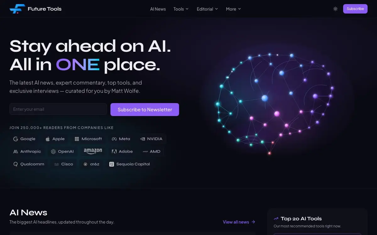 Screenshot of Future Tools