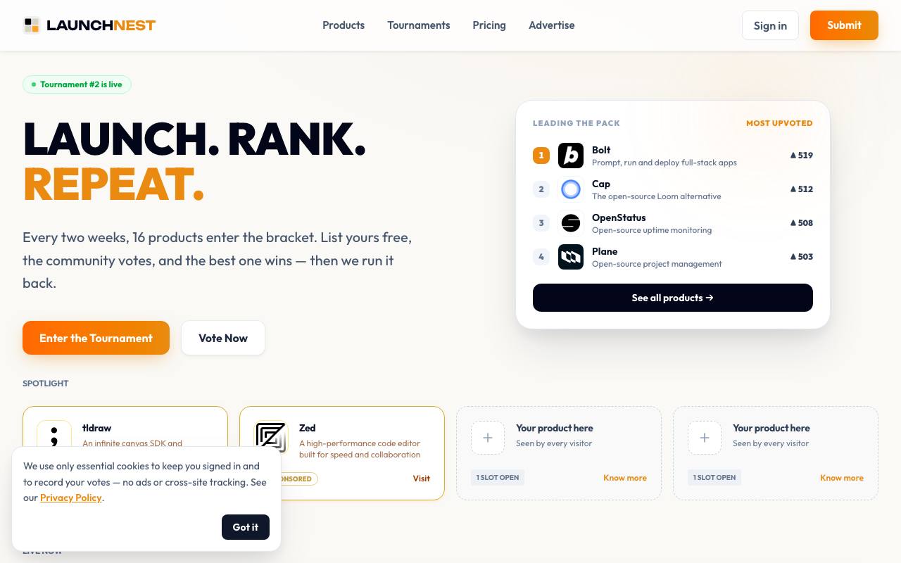 Screenshot of LaunchNest