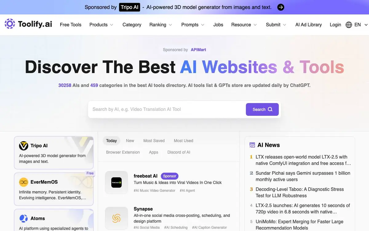 Screenshot of Toolify